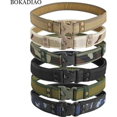 BOKADIAO Military Army Equipment Combat mans Canvas Belt Quick Release Tactical Belt For Men Outdoor Training Hunting Waistband