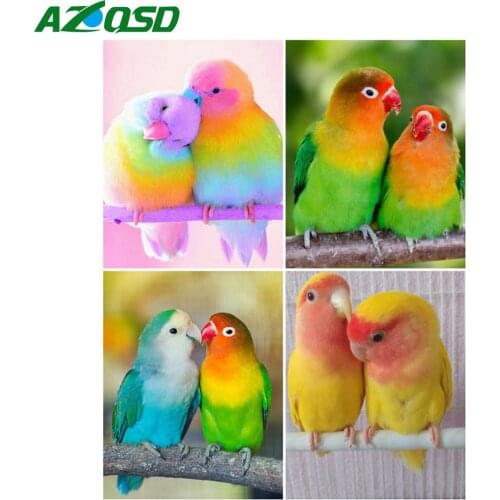 AZQSD Painting By Number Bird Drawing On Canvas Diy Frame Paint By Numbers Parrot Animal Kits Modern Wall Art Gifts