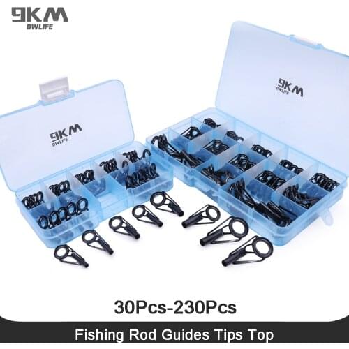 Fishing Rod Guides 30~230Pcs Rod Repair Kit Tips Top Guides Stainless Steel Ceramic Ring Saltwater Freshwater Fishing 1.6~8.0mm