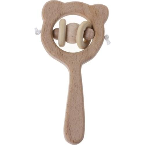2020 New Drop Ship Baby Beech Wooden Rattle Teethers Montessori Toys Wooden Baby Rattle Teether