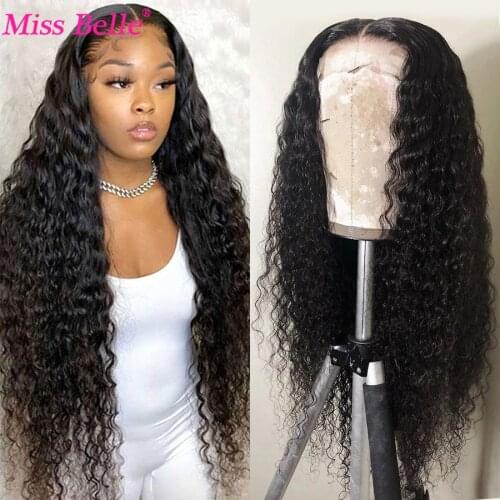 Deep Wave Frontal Wig Transparent Lace Wigs Raw Indian Hair Wet and Wavy Lace Front Human Hair Wigs Women Curly Human Hair Wig
