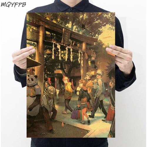 Anime Jujutsu Kaisen Kraft Paper Poster Home Room Bedroom Wall Decoration Painting Core 50.5x35cm