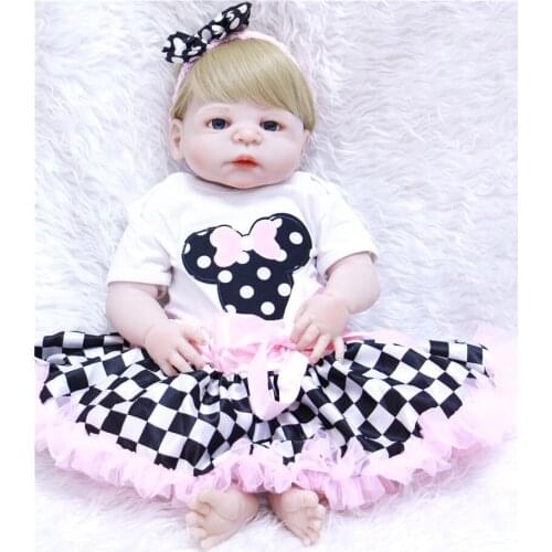Full silicone dolls reborn 22"55cm real baby girl dolls for child birthday gift bebe princess reborn bonecas bathe doll toys