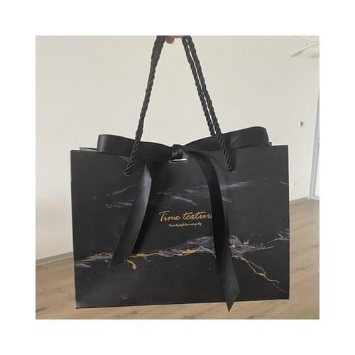 Simple Black Marble Wedding Candy Box Gift Packaging Bag Personalized Creative Marble Paper Bag Birthday Wedding Party Supplies