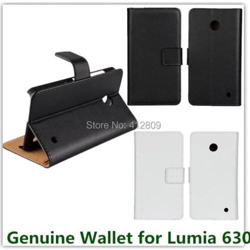 1PCS Luxury Genuine Leather Wallet Pouch Back Cover Case for Nokia Lumia 630 with Magnetic Snap Fashion ID Card Holder Free