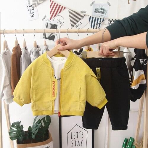 Toddler Boys Clothing Sets Cartoon Print Long-sleeved Shirt Korean Casual Jacket Pants 3pcs Baby Boy Suits Spring Autumn New