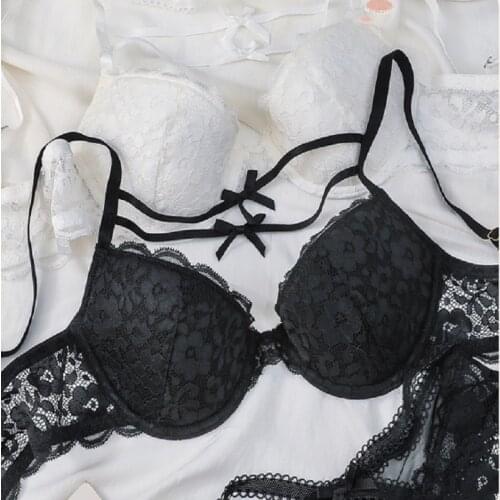 Sexy lace top thin thick gathered up breasts beautiful back bra underwear set private see-through lingerie ladies bralette