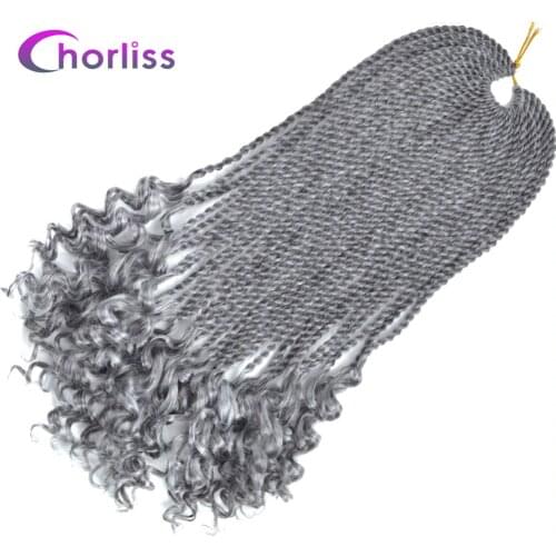 Ombre Synthetic Senegalese Twist Hair Crochet Braids Chorliss African Gray Pre-Looped Braiding Hair Extensions Crochet Braids