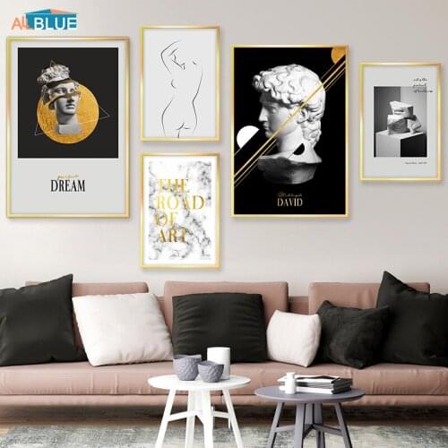 Scandinavian Minimalist Abstract Line David Plaster Poster Print Canvas Paintings Wall Art Pictures For Living Room Nordic Decor