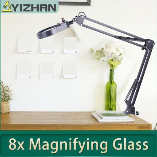 YIZHAN 10X Foldable Professional Illuminated Magnifier USB/Plug LED Magnifying Glass For Soldering Iron Repair Table Skincare