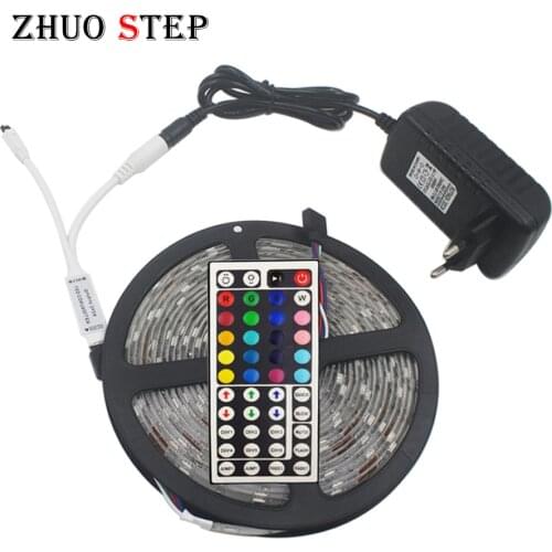 RGB LED strip Light 5M 10M 30 60lamp waterproof 5050 Flexible diode LED Tape+ IR Remote Controller + DC12V Power Adapter