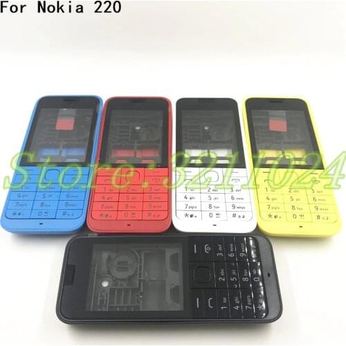 Good quality New Front Middle Frame Back cover Battery Cover For Nokia 220 Full Housing Cover Case +English Keypad