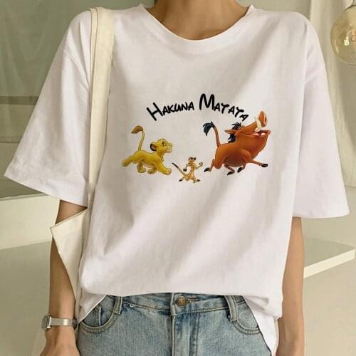 HAKUNA MATATA Women T Shirt The Lion King Summer Fashion Casual Short Sleeve Aesthetic Female T-shirt Korean Tumblr Tshirt Vogue