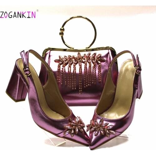 Rome Style Nigerian Women Shoes and Bag to Match in Onions Color Italian Women Shoes and Bag Set for Garden Party