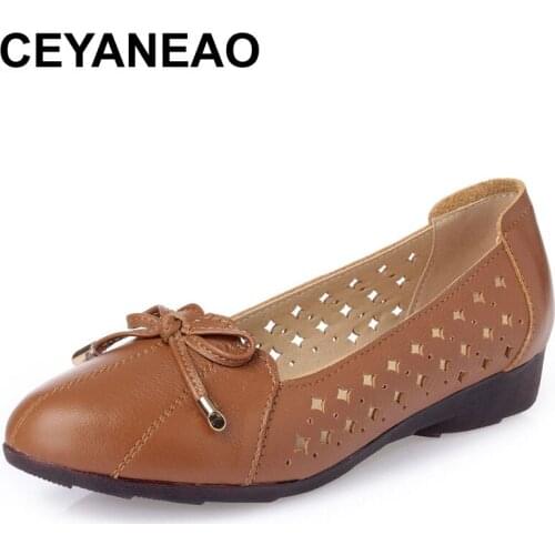 CEYANEAO genuine leather summer ballet women flat shoes casual flat shoes women moccasins shoes without lace shoes for women