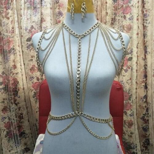 Bohemian Punk Body chain Necklaces Collar Shoulder Chain Long Necklaces & Pendants Women Sexy Statement Body Jewelry