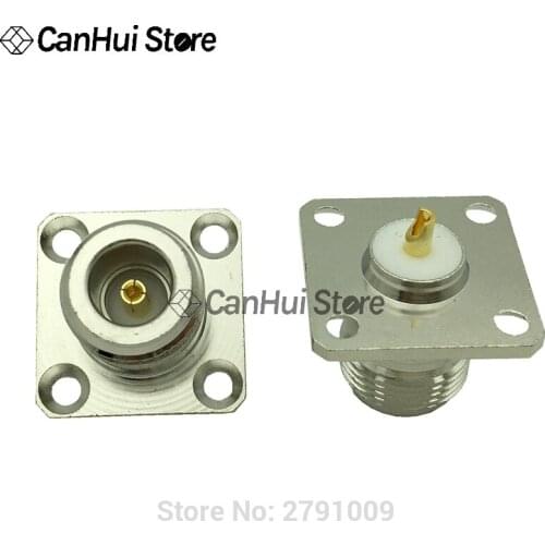 1Pcs N-KF N type female jack RF base coaxial connector 4-hole panel mount Flange antenna socket 25x25mm