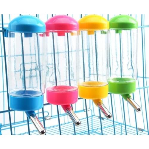 1pc dog drinking bottle hang up 400 ml pet dog drinking fountain Random colors stainless steel drinking water head easy use