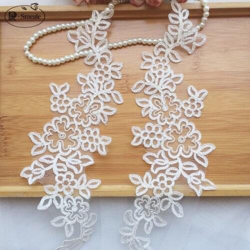 10PC White Car Bone Lace Flowers DIY Hair Accessories Lace Bridal Gown Wedding Shoes Head Ornaments Applique Patches RS1854