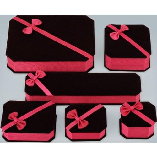 100PCS/LOT Accept Customized LOGO Wine Red Velet Jewelry Box Ring Necklace Display Box