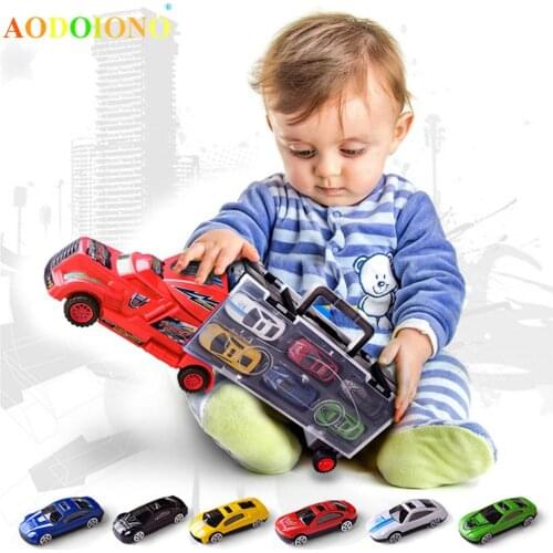 15pcs Carrier Truck Set Premium Transporter Car Truck Model Inertia Cars Vehicle Toys for Children Toddler Kids Baby Boy Gifts