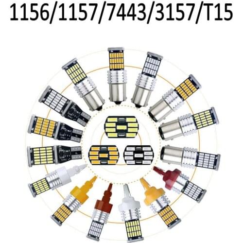 2pcs/Lot 1156 Socket Ba15s P21W Turn Signal Bulb 45smd Canbus Car Led White Red Yellow Amber For Skoda Yeti And More Vehicles