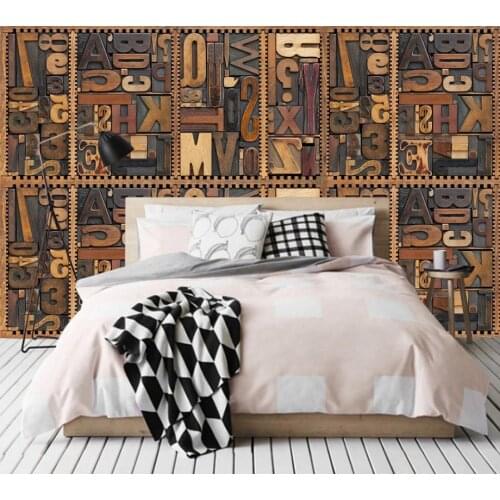 Customize 3D wallpaers Woodcarving English alphabet wallpaper 3d for bedroom Living room hotel wallpaper roll 3d
