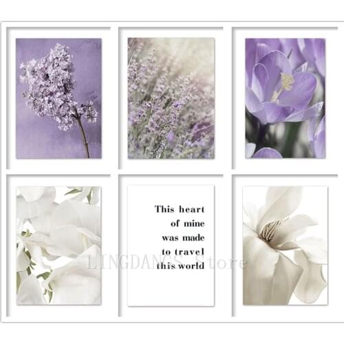 5D DIY Diamond Painting Lavender Lilac Magnolia Diamond Mosaic Simple Purple White Flower Beach Sea Embroidery Cross Stitch Set