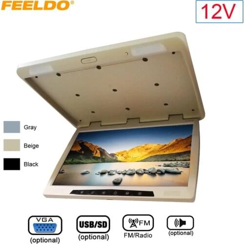 Car 22 inch Touch button Flipdown TFT LCD Roof Mounted HD Bus Monitor HDMI-compatible IR transmitter HDMI/VGA/USB SD/FM/Speaker