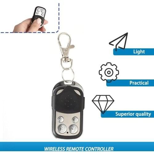 433MHz Wireless Universal Copy Remote Control Metal Push Cover 4 Key Garage Door Duplicator Car Key Fob Auto Alarm System