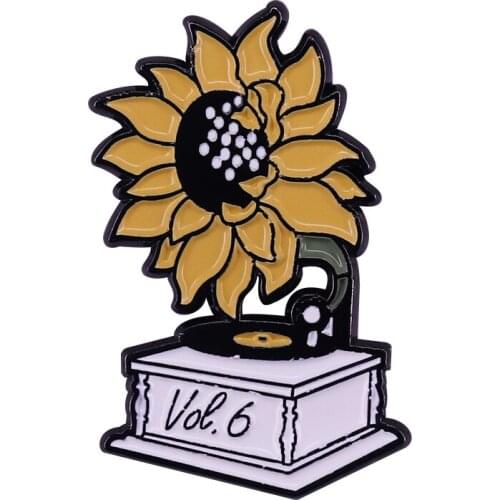 Sunflower Vol. 6 Pin Music Track Art Brooch Singing in the sun