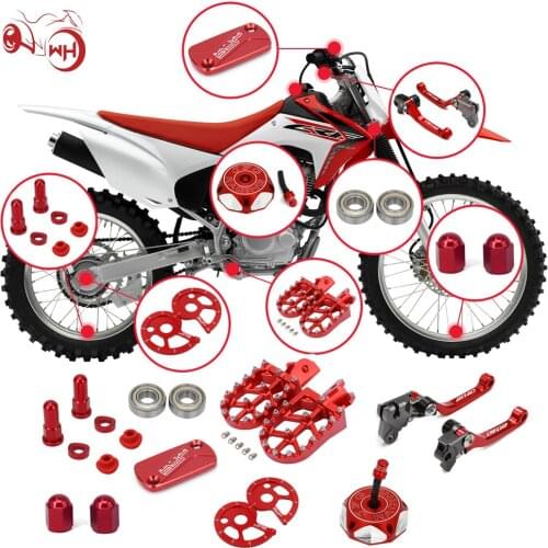 For HONDA CRF230F 2004-2015 Motorcycle CNC Foot Pegs Brake Clutch Levers Gas Cap Chain Adjust Roller Bearings Reservoir Cover