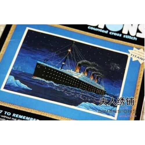 Egypt cotton romantic counted cross stitch kit THE NIGHT TO REMEMBER Titanic ship vessel sailing dim 03871 3871