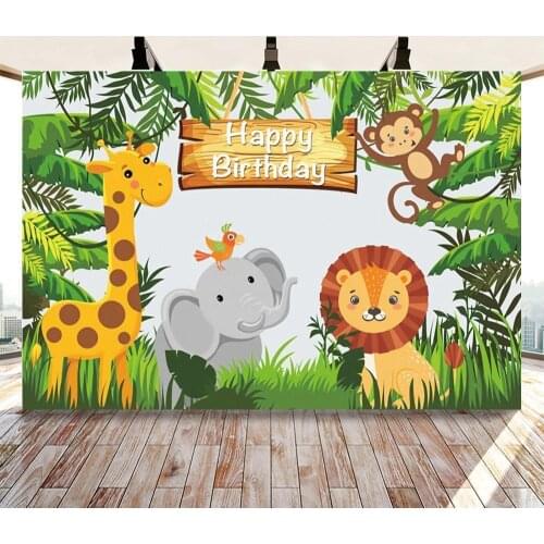 Cartoon Lion Forest King Photography Backdrop Baby Shower Birthday Party Banner Photo Background Newborn Child Studio Photocall