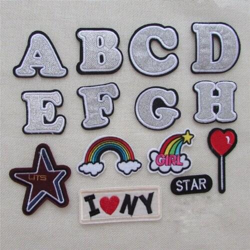 Hot sell 16 kind of cartoon letter hot melt adhesive applique embroidery patches stripes DIY clothing accessory C742-C756