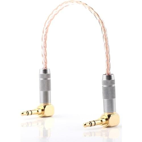 HIFI AUX Cable 8Cores OCC 3.5mm Male to Male Stereo AUX Cable 3.5 Right Angled for Headphone amplifier audio cable