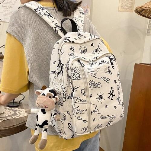 Animal Printing Canvas Women Rucksack Travel Double Shoulder Backpack College Student School Bag for Teenager Girls 2021