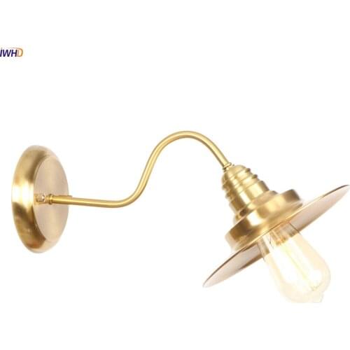 IWHD Loft Industrial Retro Wall Light Fixtures Bar Restaurant Stair Vintage Copper Wall Sconces Edison Style Home Lighting