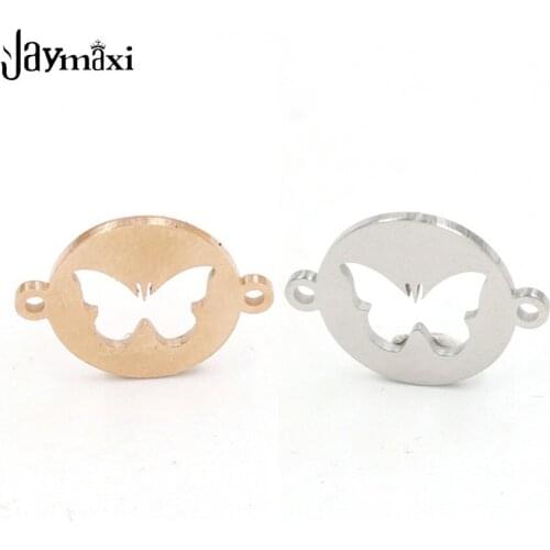 Jaymaxi DIY Jewelry Mirror Polished Stainless Steel Hollow Butterfly Charm Connectors 3 Colors for Bracelet Necklace 20Piece/lot