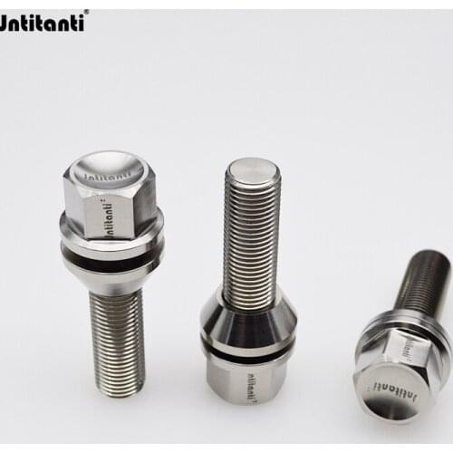 High performance silver color Gr.5 titanium lug bolts M14*1.5*28mm with 60 degree removable cone seat