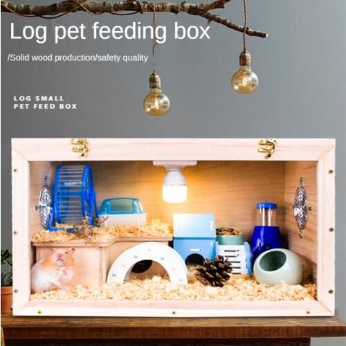 Solid Wood Hamster Cage Golden Bear, Hedgehog, Honey Glider Chipmunk Small Pet Cage Hamster Villa Small Pet Accessories
