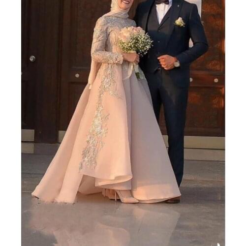 Lace Beaded Prom Dresses Long Sleeves Vintage Formal Party Elegant Gown Arabic Aso Ebi Muslim Evening Dresses Custom