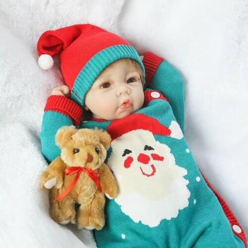 Bebe 52CM doll reborn half body silicone reborn baby dolls girl toys with nice sweater clothing set children gift dolls boneca
