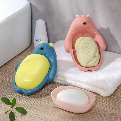 Cartoon Bear Soap Dish Bathroom Soap Box Cute Shape Soap Holder Portable Quick Drain Travel Soap Container Bathroom Accessories