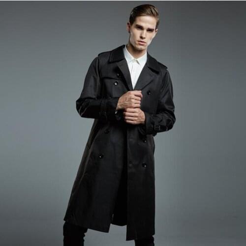 Spike！Spring autumn Mens trench coats man Double-breasted long coat fashion men clothes long sleeve khaki black blue S - 4XL