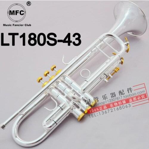 Music Fancier Club Bb Trumpet LT180S-43 Silver Plated Gold Keys Music Instruments Profesional Trumpets 180S-43 Case Mouthpiece
