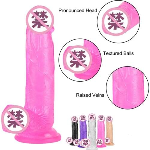 Soft Jelly Dildo Realistic Anal Dildo Penis Suction Cup Male Dick Female Masturbation Erotic Toys for Adult Sex Toys for Woman