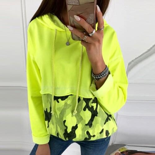 Autumn Drawstring Plus Size Winter Hoodies Tops Women Casual Loose Hoodie Printed Patchwork Long Sleeve Sweatshirt
