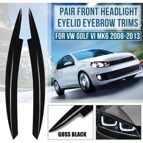 Pair Headlights Eyebrow Eyelids ABS Chrome Trim Cover for VW Golf MK6 GTI R 2008 2009 2010 2011 2012 2013 also for GTI GTR GTD