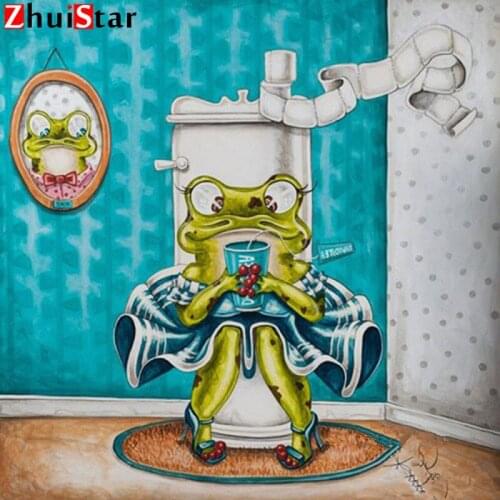 Full Square 5D DIY Diamond Painting Frog Toilet Diamond Embroidery Cross Stitch Mosaic Sticker Home Decor XY1